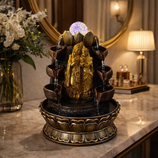 Radha Krishna LED Tabletop Water Fountain for Home Decor