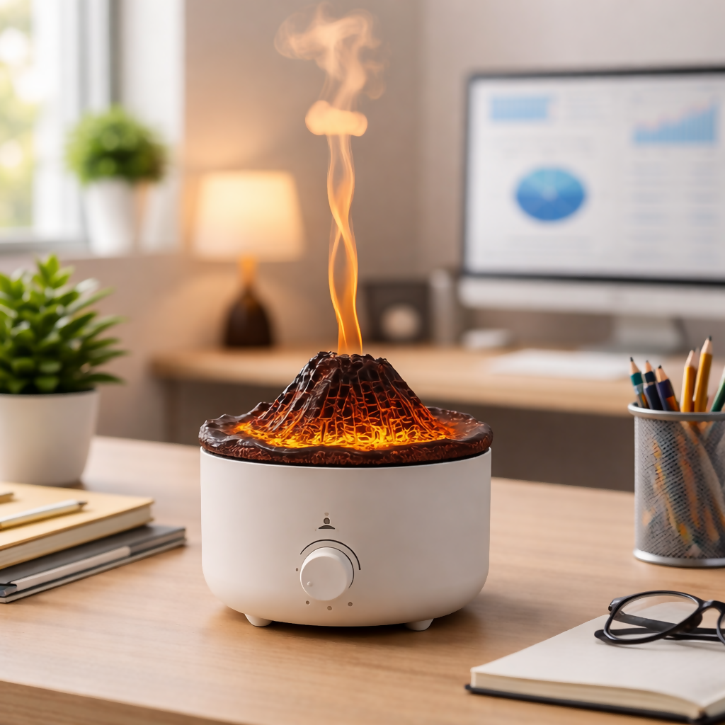 Flame Effect Ultrasonic Humidifier Volcano Aroma Diffuser