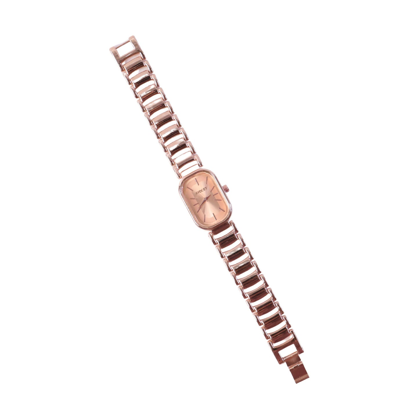 Elegant Rose Gold Rectangular Dial Women’s Watch with Premium Metal Strap