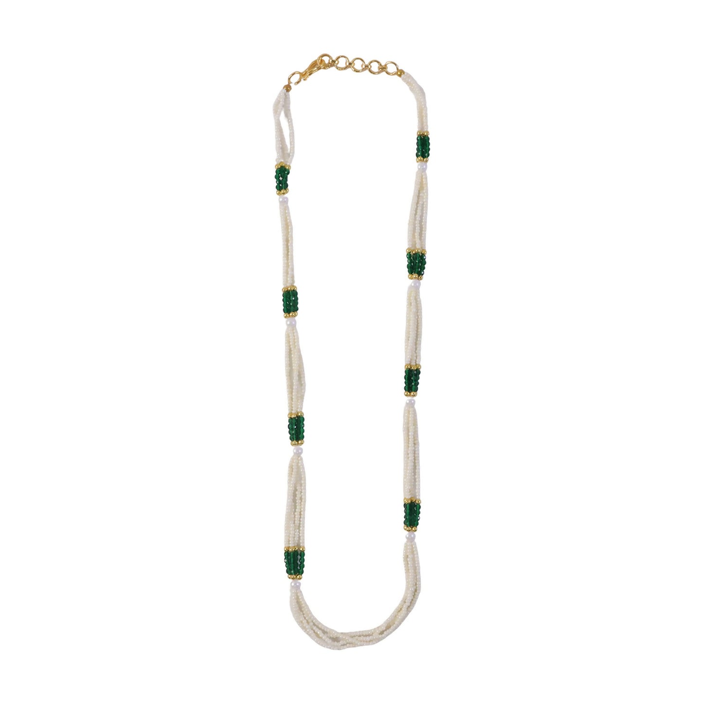 Pearl mala necklace styled with traditional Indian attire