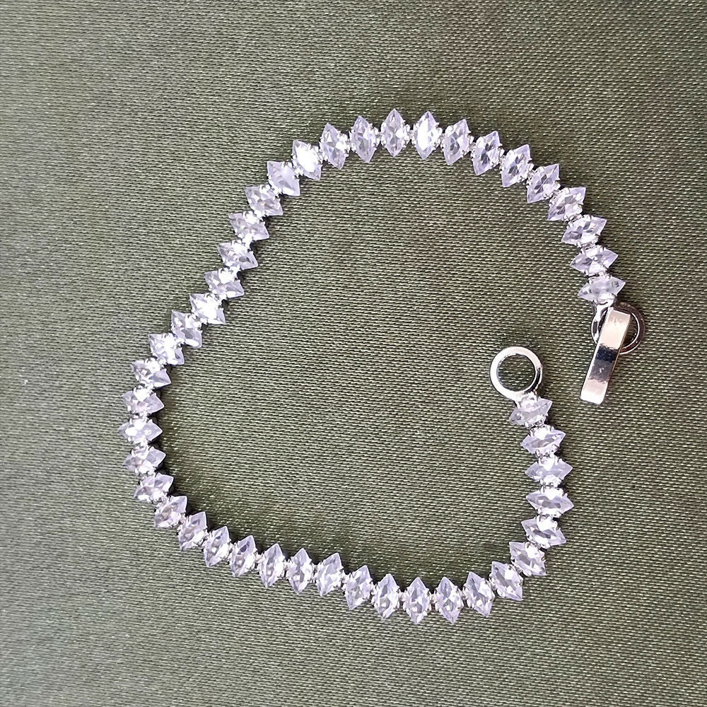 Silver Plated Ad Stone Chain Bracelet