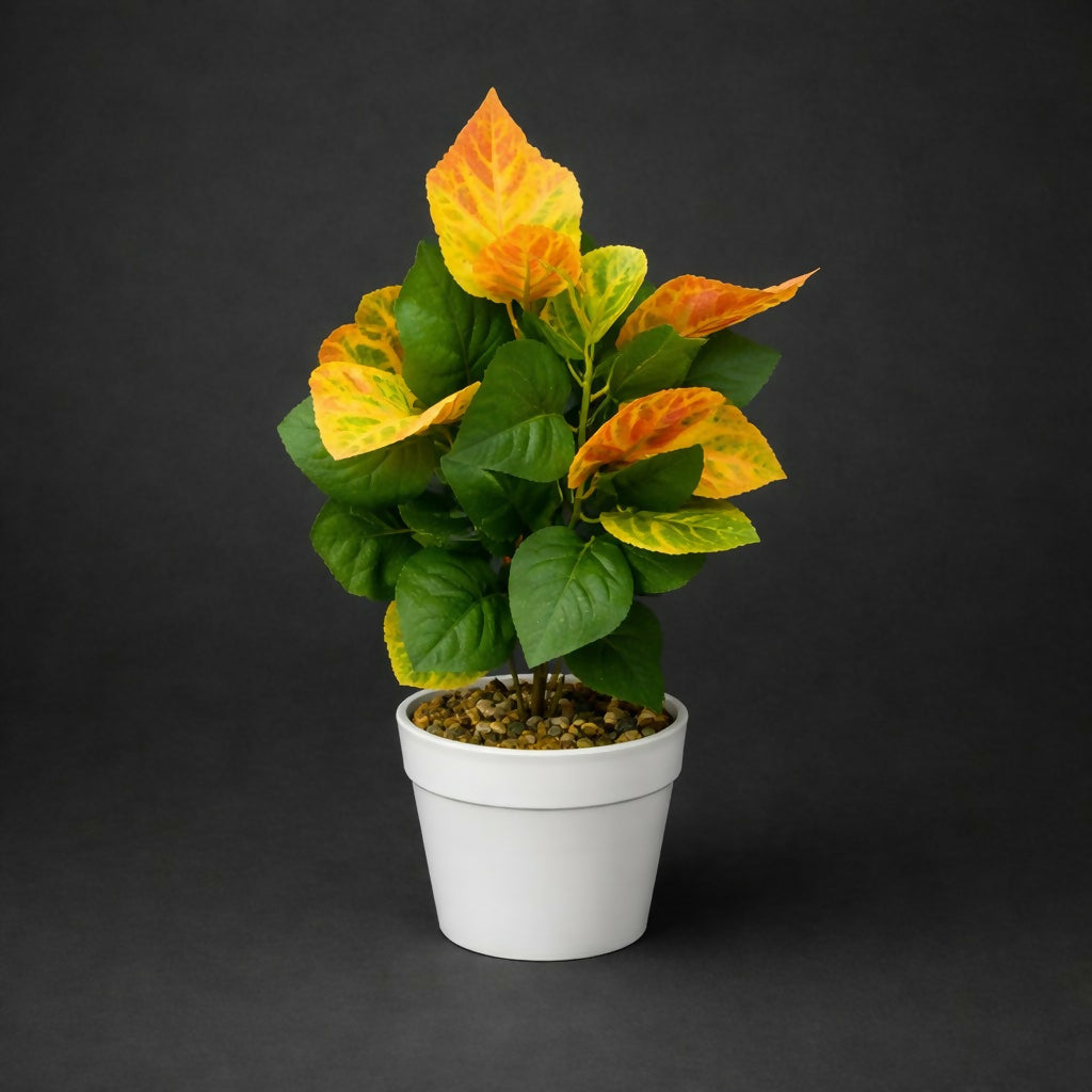 Artificial Decorative Leaf Plant with Pot for Home & Office Table Décor