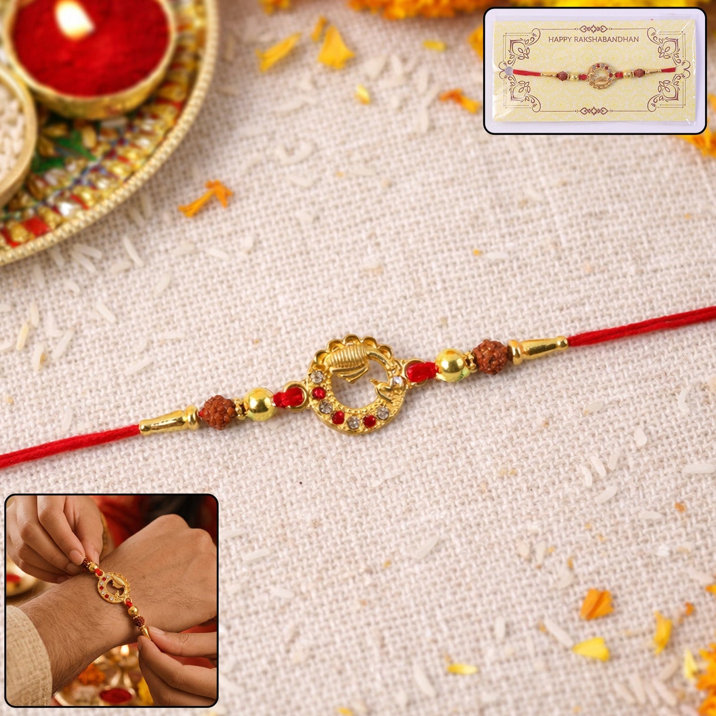 Beadwork Rakhi for Brothers Traditional Design for Raksha Bandhan (10pcs)