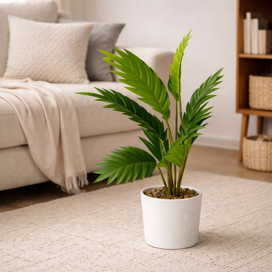 Artificial Palm Leaf Plant with Pot for Home & Office Table Décor