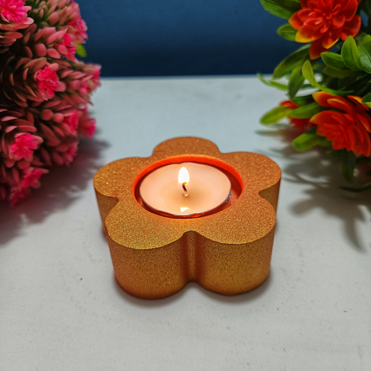 Handmade Flower Diya – Rose Gold| Layered Tealight Holder for Diwali, Pooja & Home Décor | Unique Festival Gift Item