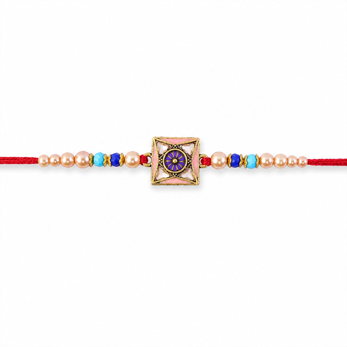 Royal Purple Meenakari Square Designer Rakhi for Brother with Pearls