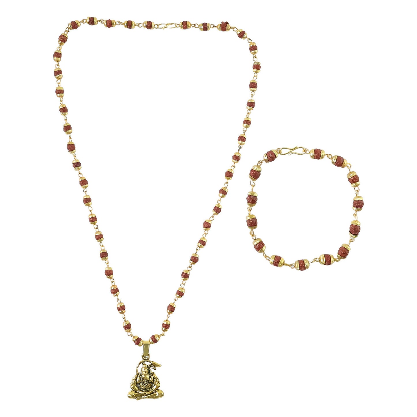 Hanuman Rudraksha Necklace Mala With Bracelet Combo
