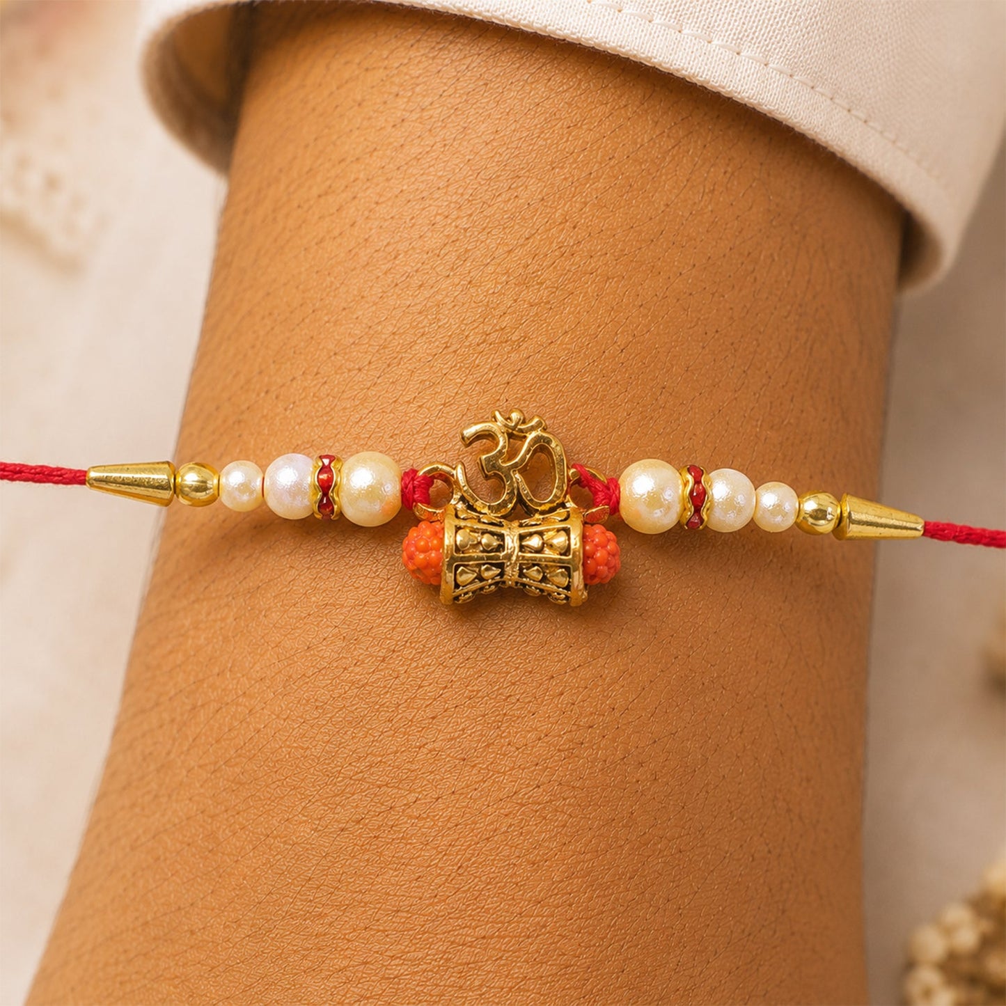 Om Rudraksha Rakhi Set with Choco Magic, Pack of 3