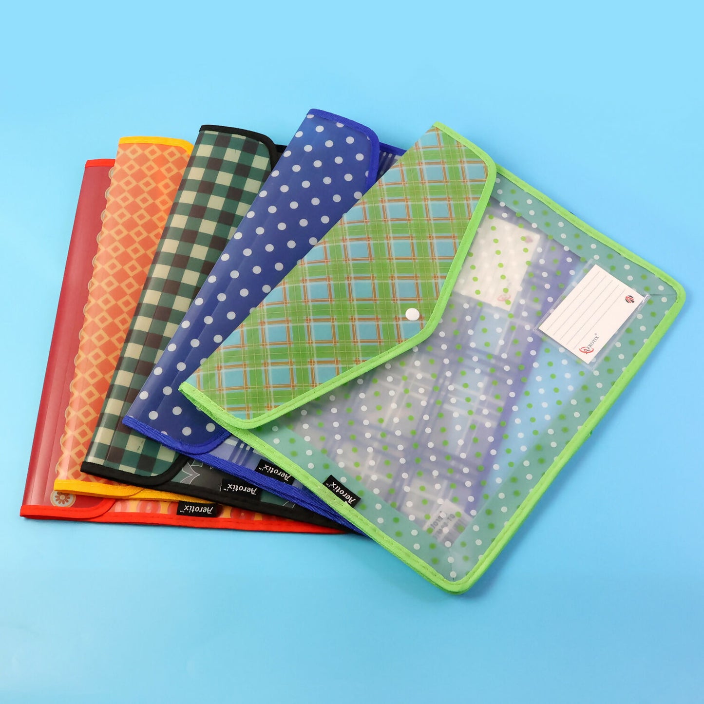 Plastic Button File Folder for Documents, Office & School Use – Multicolour (1 Piece)