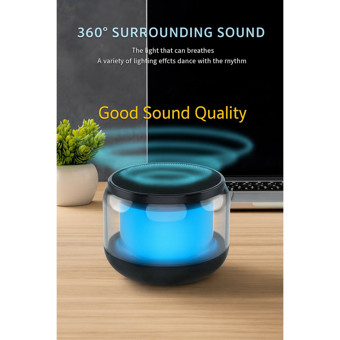 RGB Bluetooth Speaker with 360° Sound, Smart LED Light & Deep Bass Audio