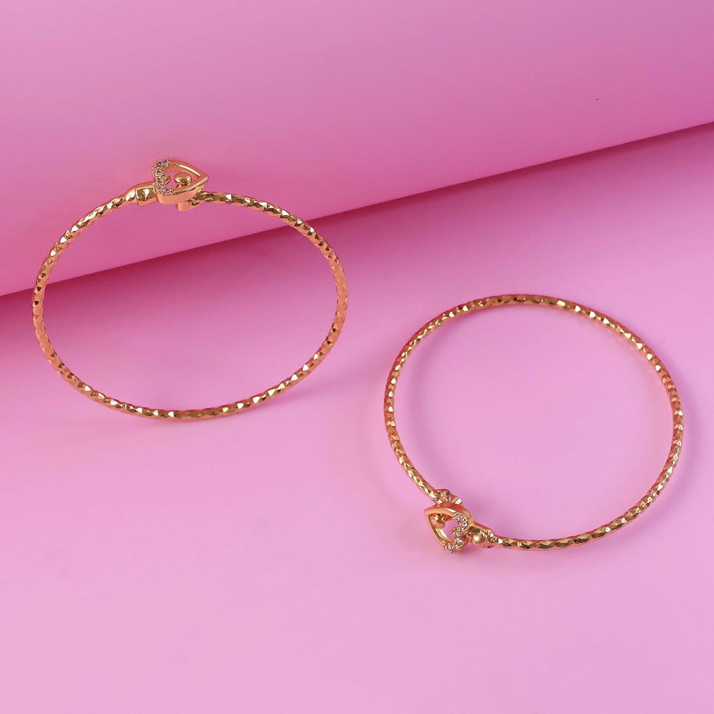 Elegant Gold Heart Lock Bangles for Women