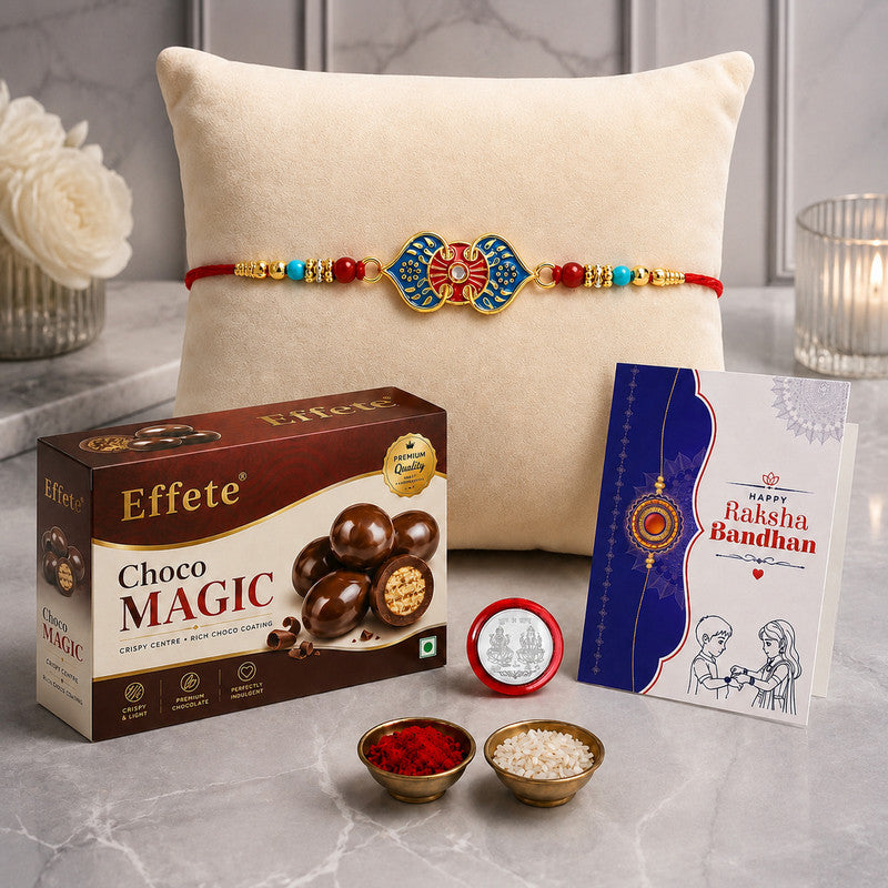 Designer Rakhi Combo for Brother with Choco Magic(32-GM)Rakhi Set of 1 | Assorted Rakhi