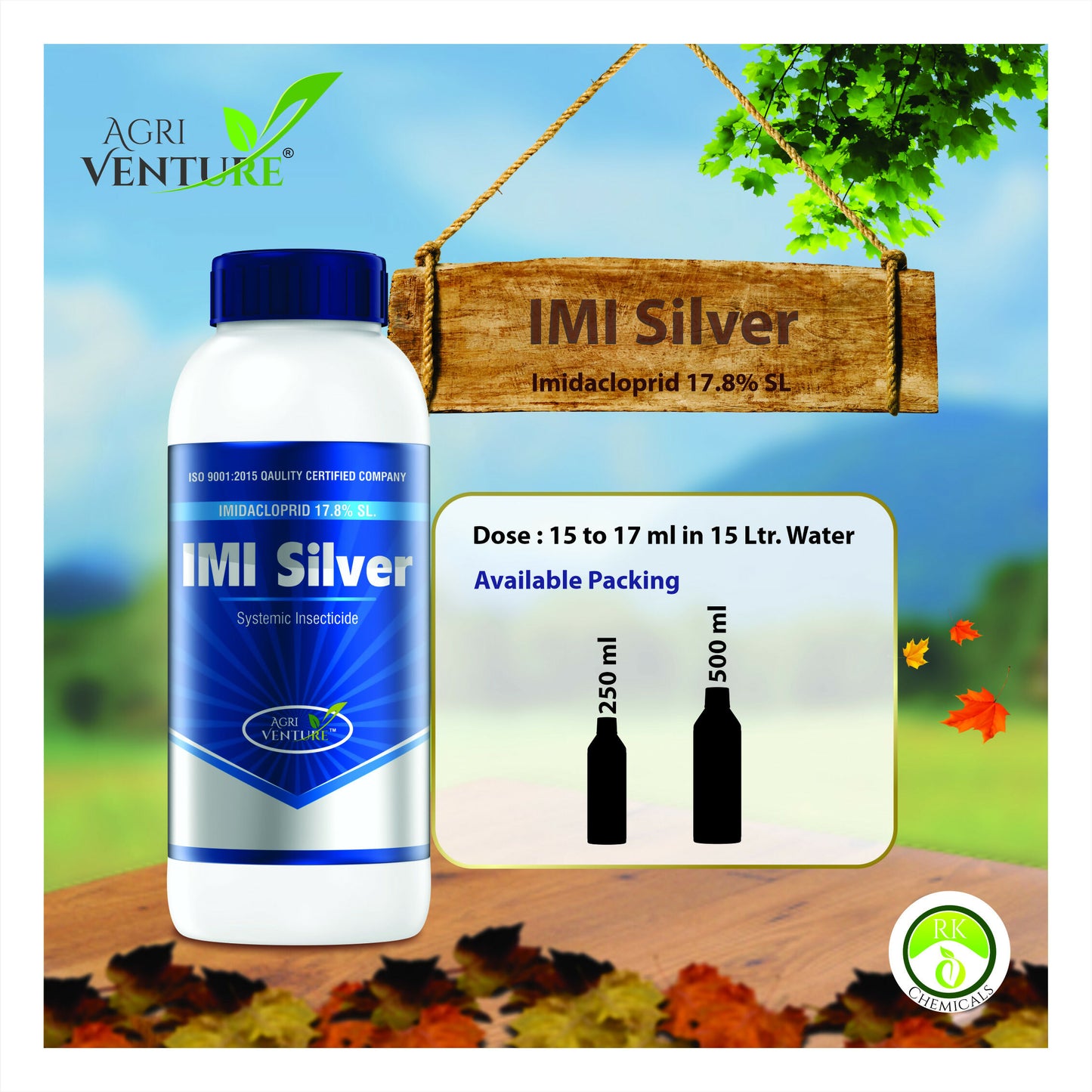 AgriVenture IMI SILVER ( Imidacloprid 17.8 % SL ) Insecticides, Best For Whitefly, Jassids And Thrips (1000ML)