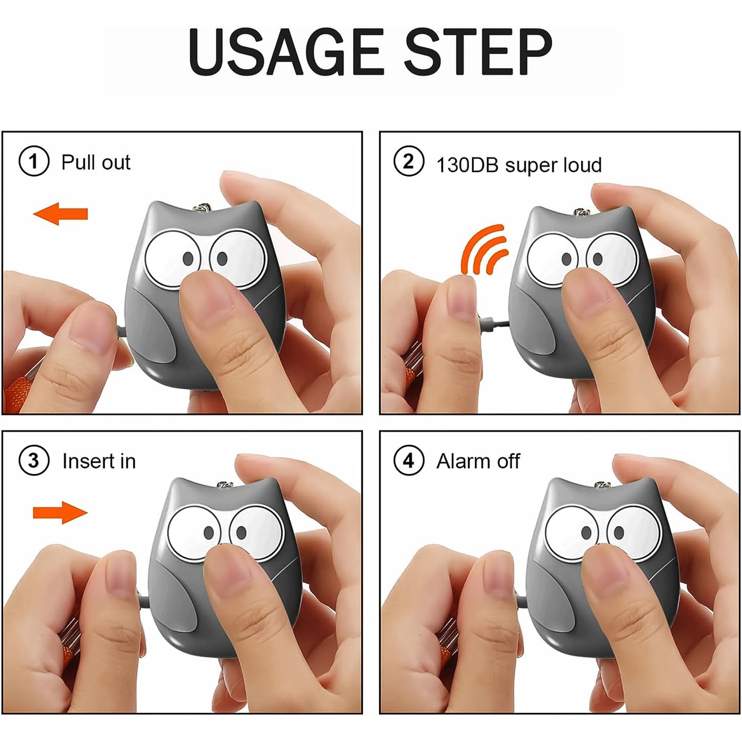 Portable Owl Shape Personal Safety Alarm Keychain