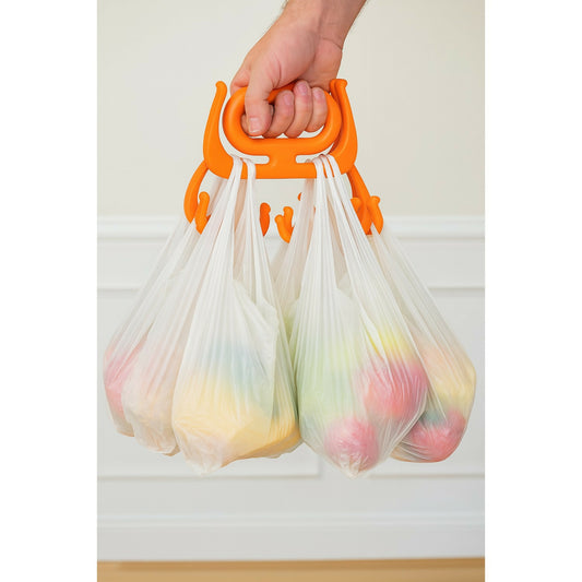 Set of 2 Heavy-Duty Grocery Bag Carrier Handles – Ergonomic Plastic Grip Tool – Easily Carry Multiple Shopping Bags – Pain-Free Hand Saver