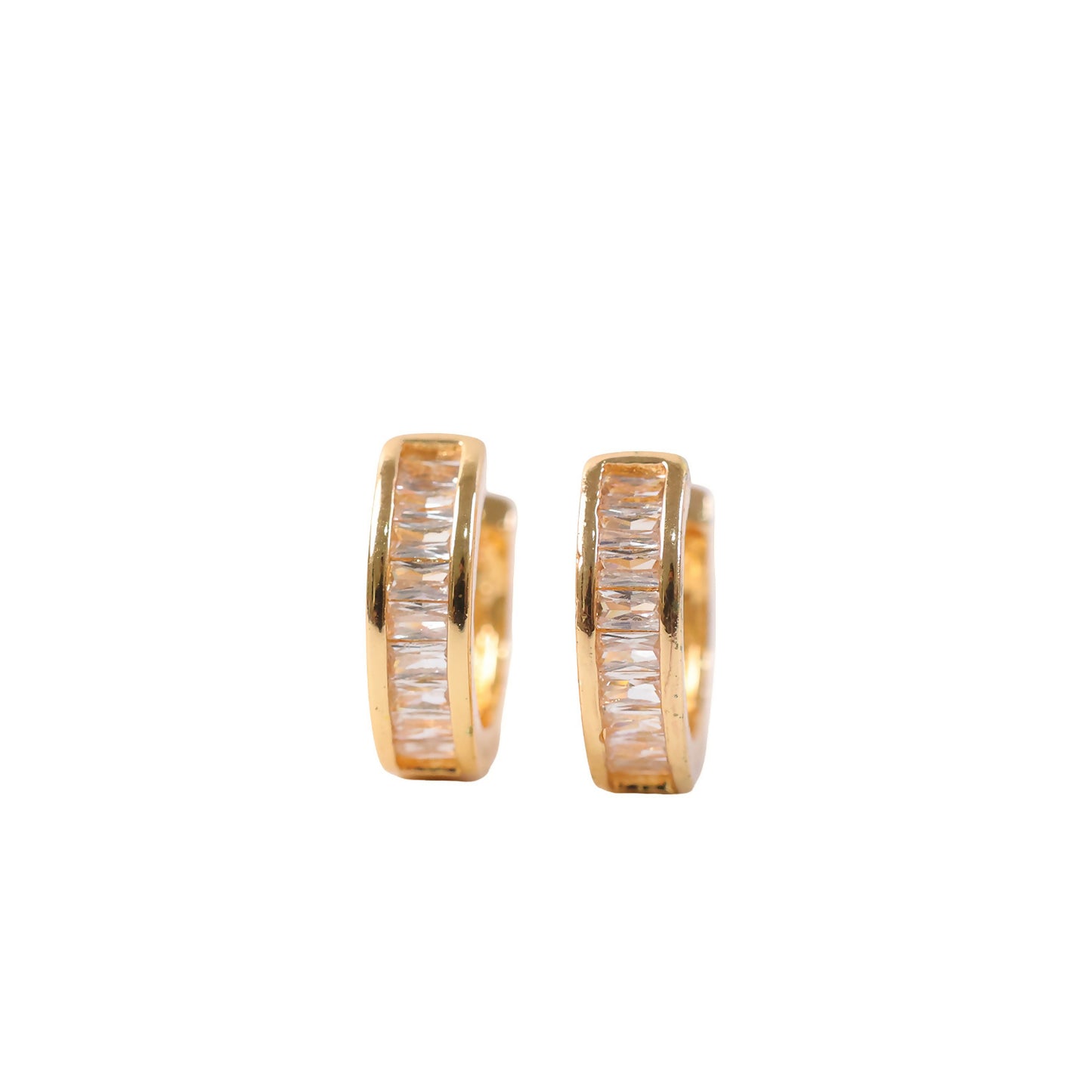 Golden Crystal Studded Hoop Earrings for Daily & Party Wear