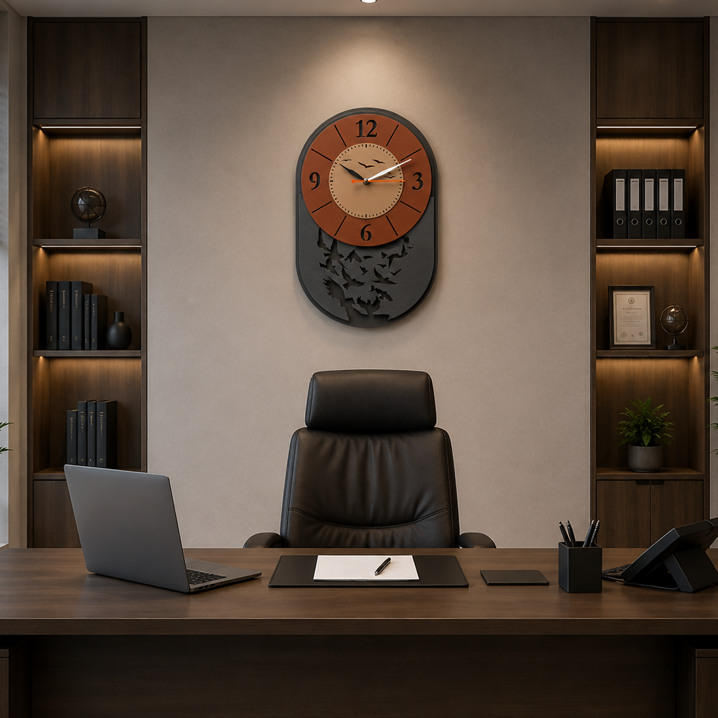 Bird Clock Balck 7