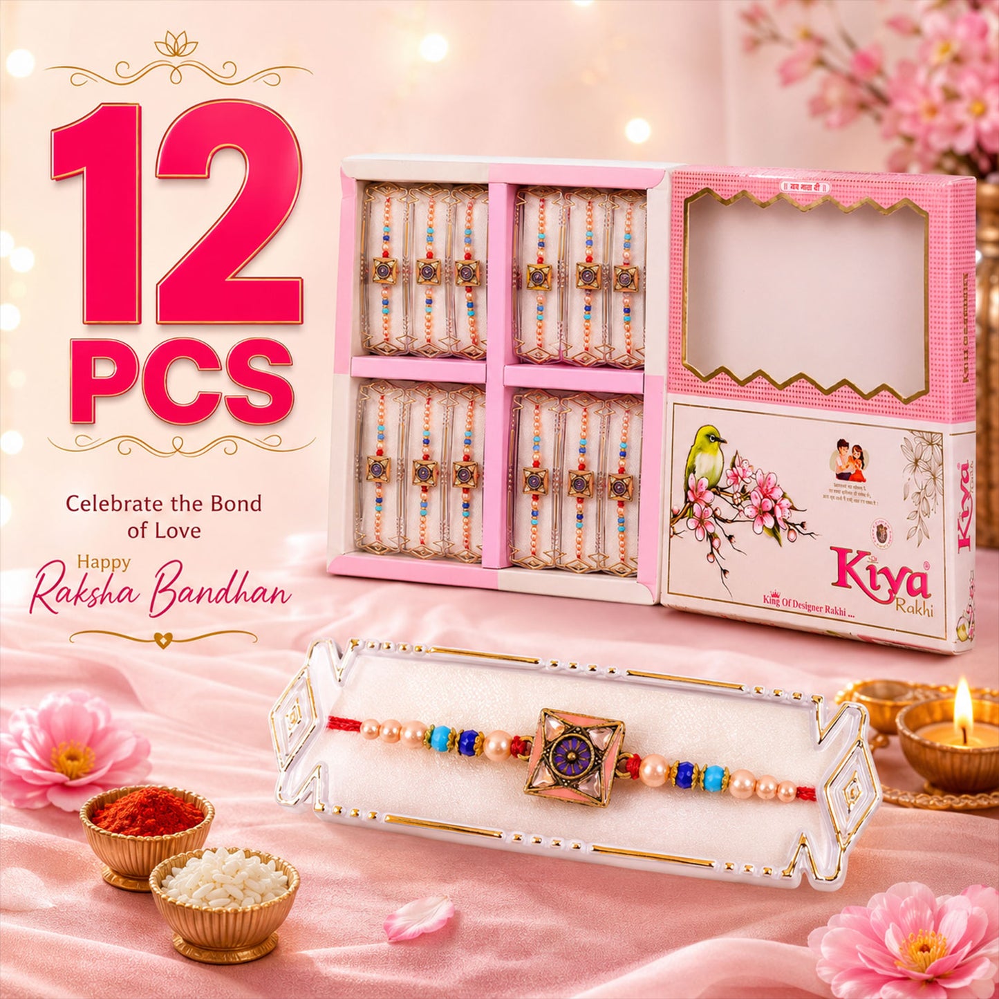 Royal Purple Meenakari Square Designer Rakhi for Brother with Pearls