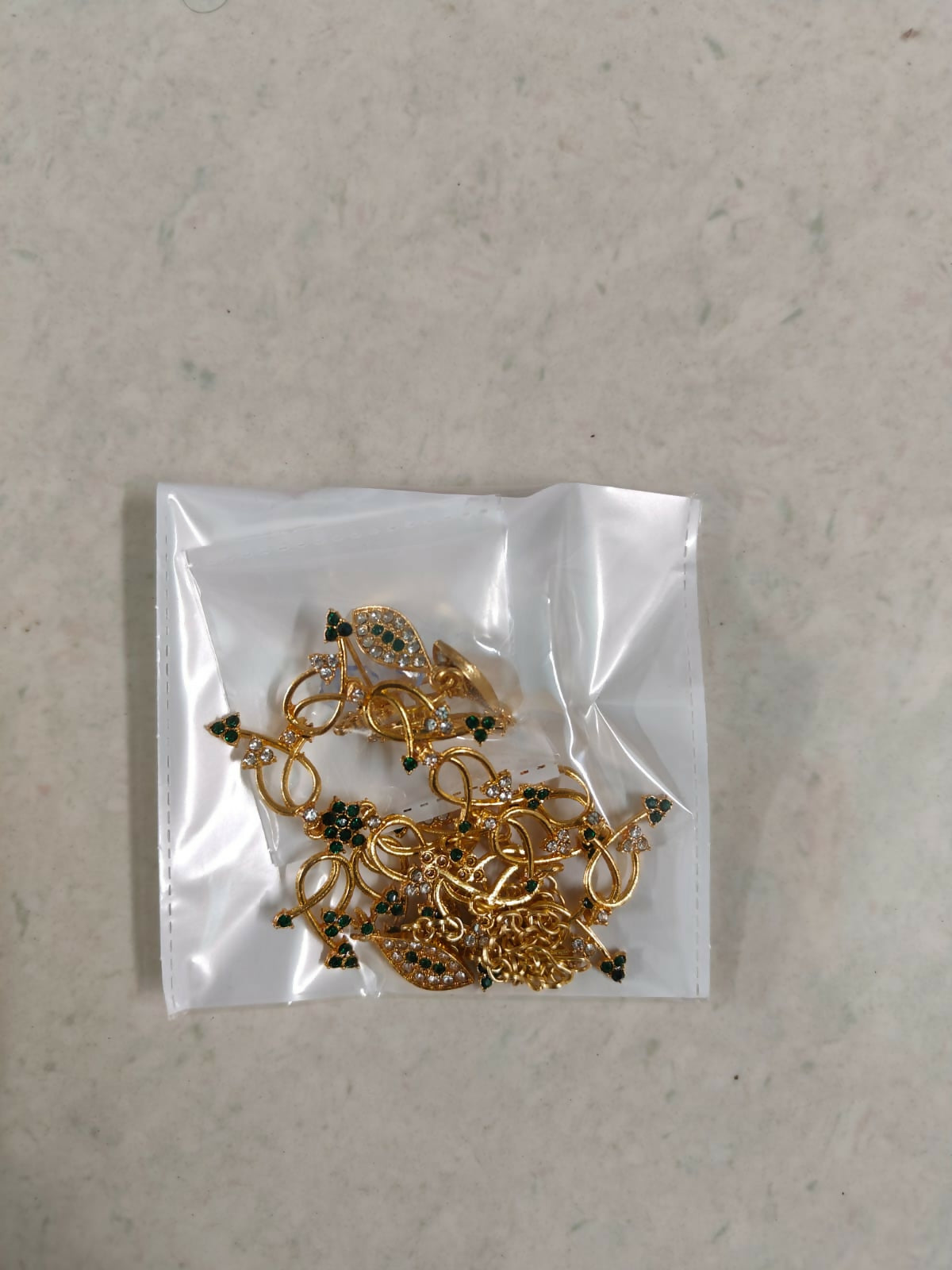 Elegant Gold-Toned Floral & Green Stone Set