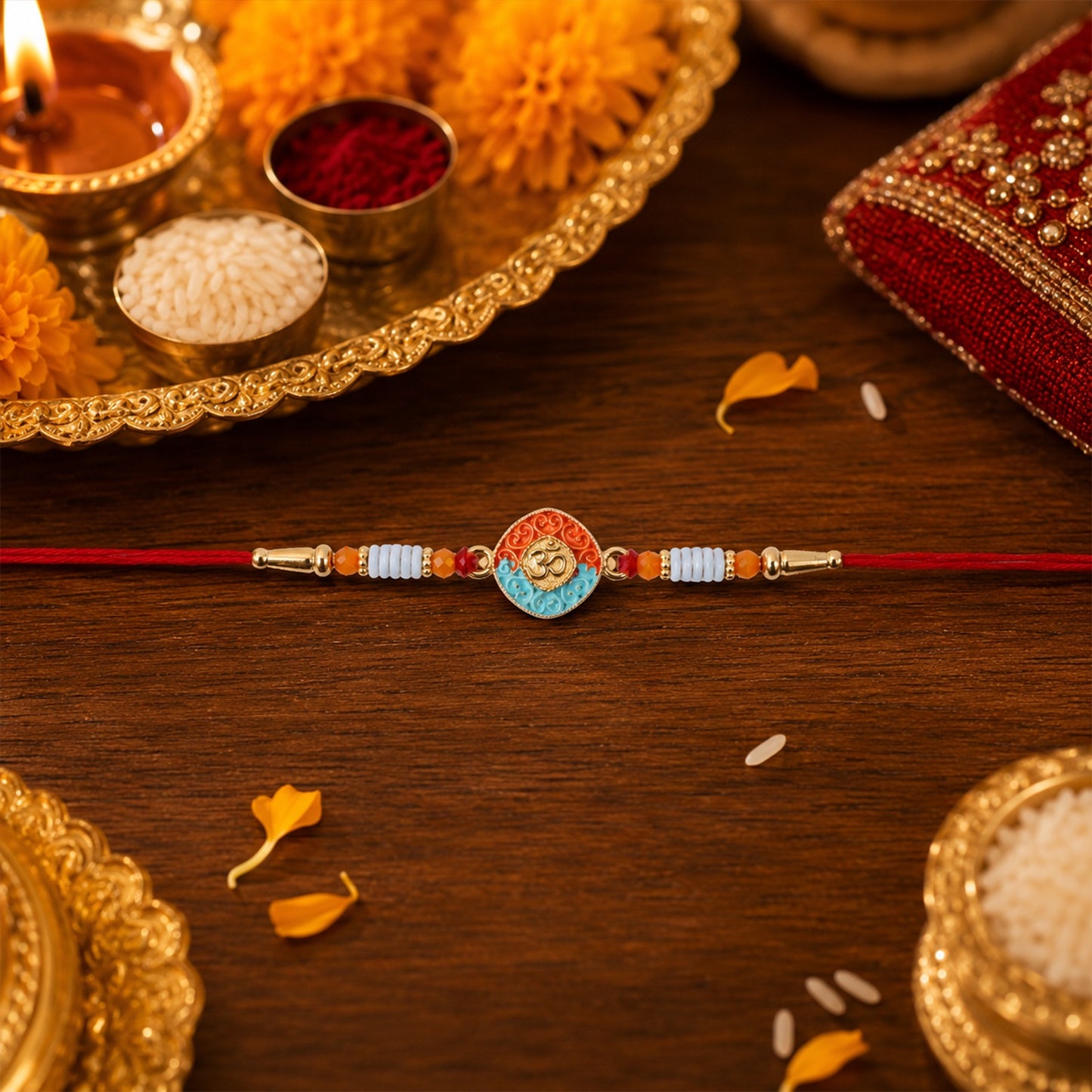 Traditional and modern styled OM Symbol Rakhi