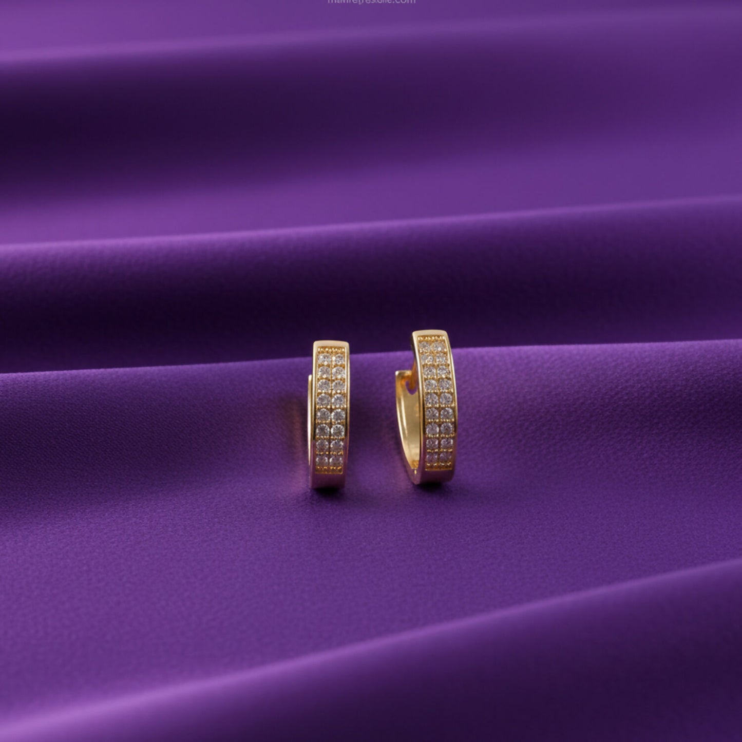 Elegant Gold Finish Crystal Studded Hoop Earrings for Women & Girl