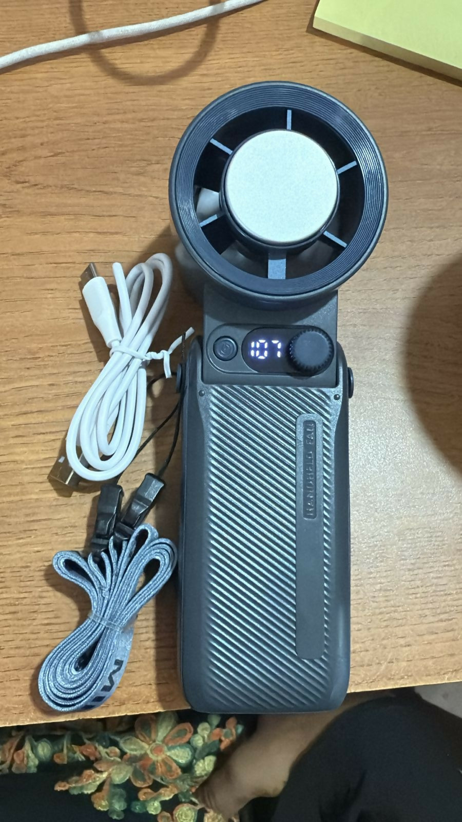 Rechargeable Handheld Electric Fan with Adjustable Speed – Portable USB Mini Fan for Travel, Office, and Home Use | Foldable Quiet Cooling Fan with Powerful Airflow (Matte Black)