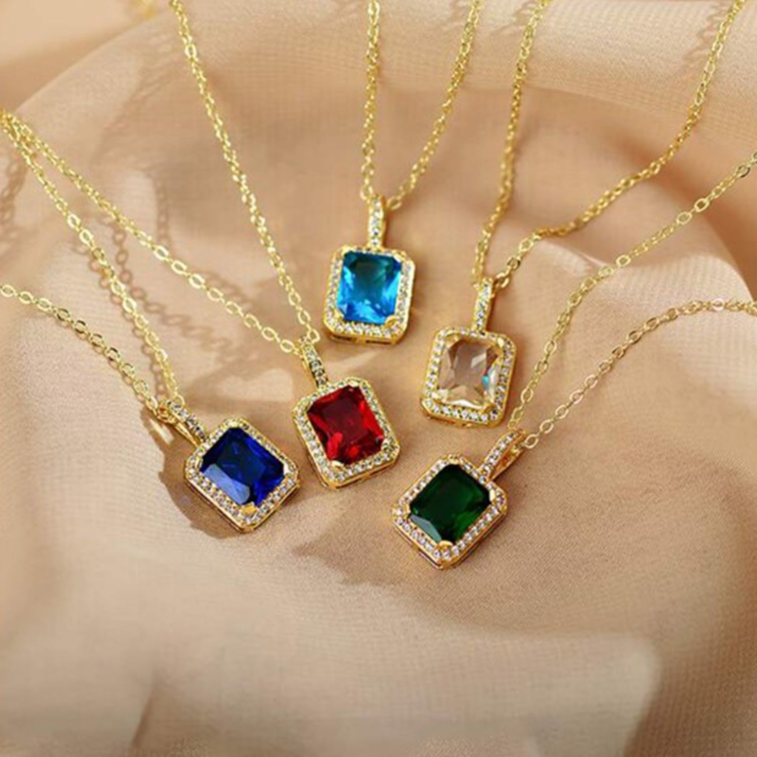 Stone Pendant Necklace Chain Set with Earrings (1 Set / Mix Color & Design)