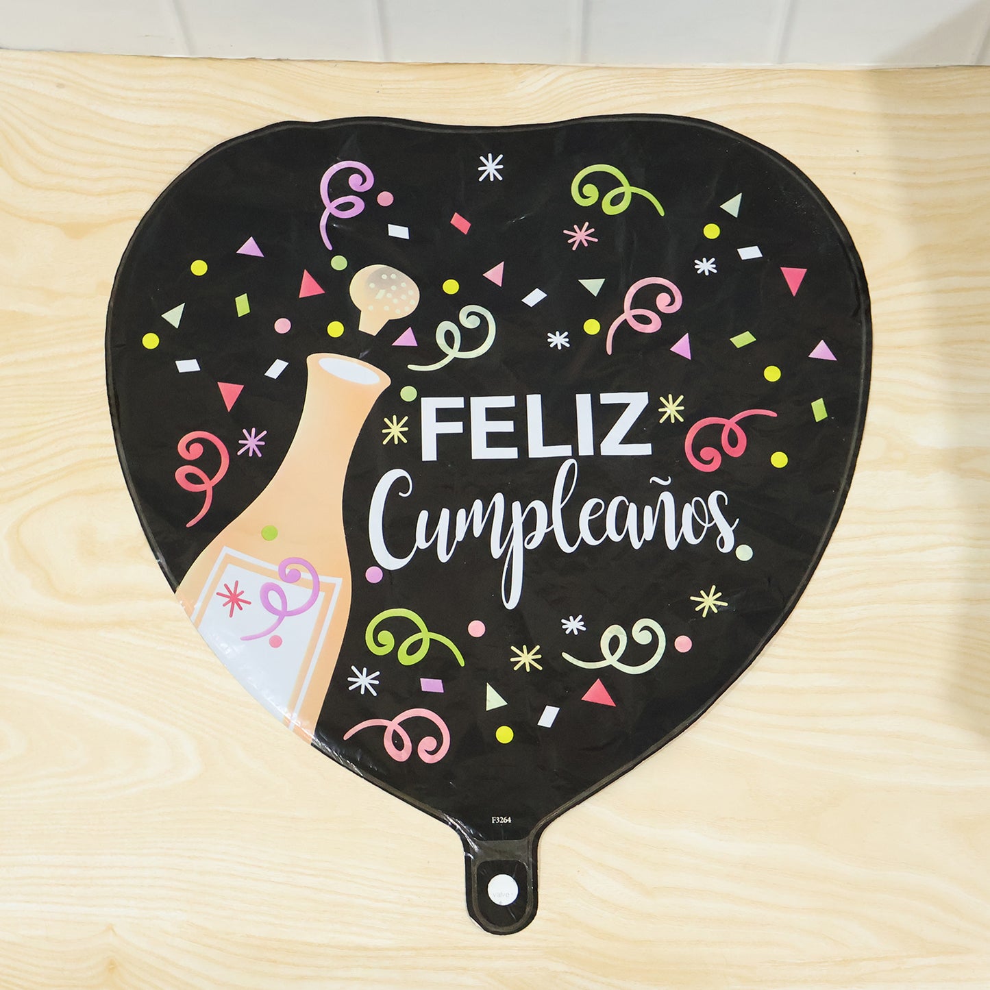 Black Heart Feliz Cumpleaños Foil Balloon - 1 Pc Party Decoration