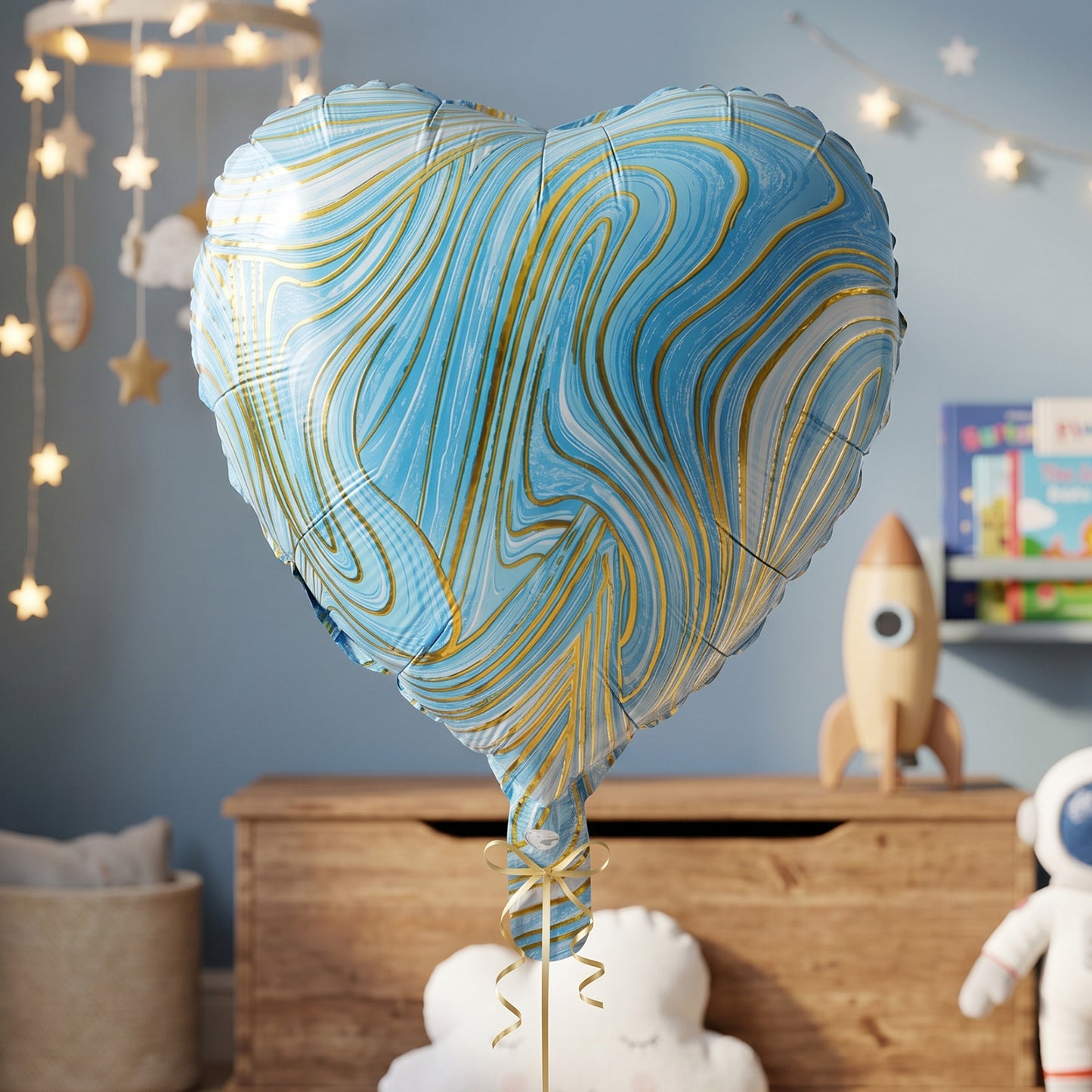 Blue Marble Heart Foil Balloon party accessory