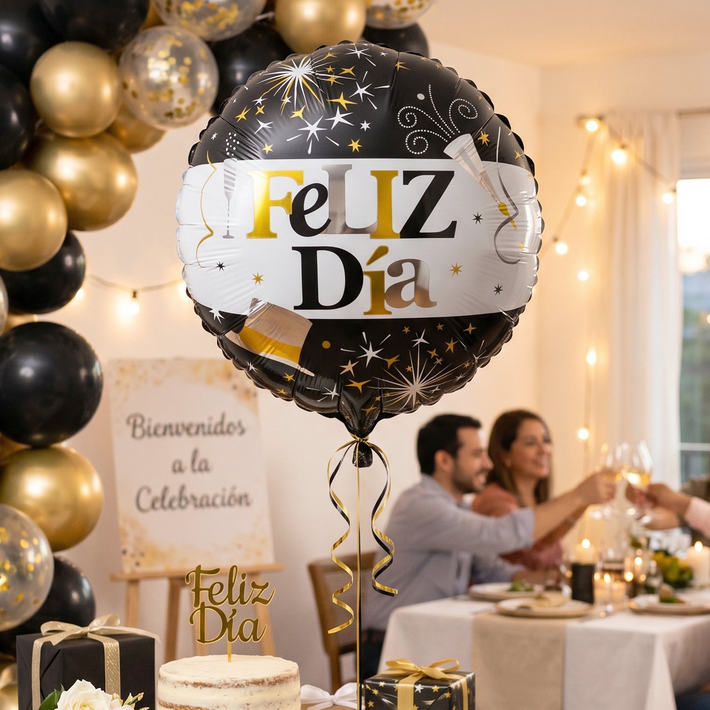 Decorative black gold foil balloon hanging