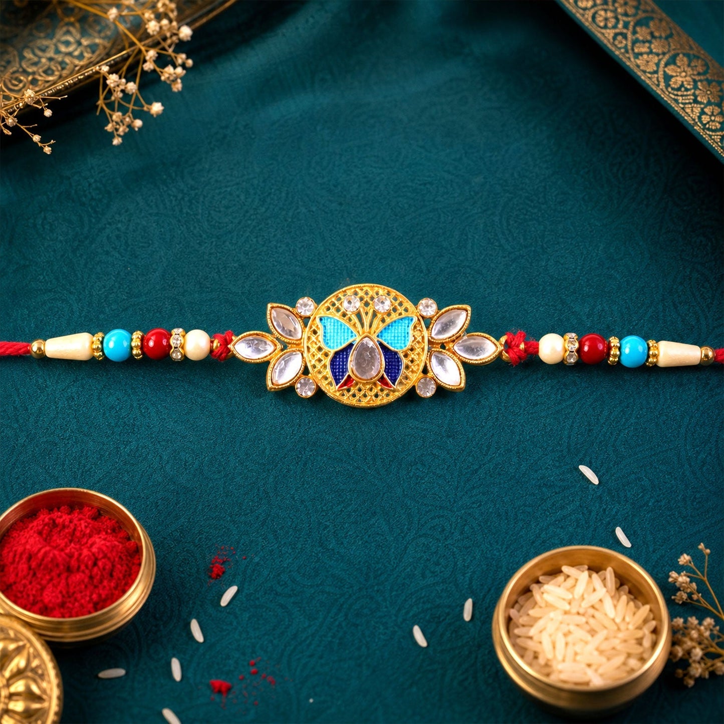 Butterfly Rakhi for Brother with Decorative Beads (5pcs)
