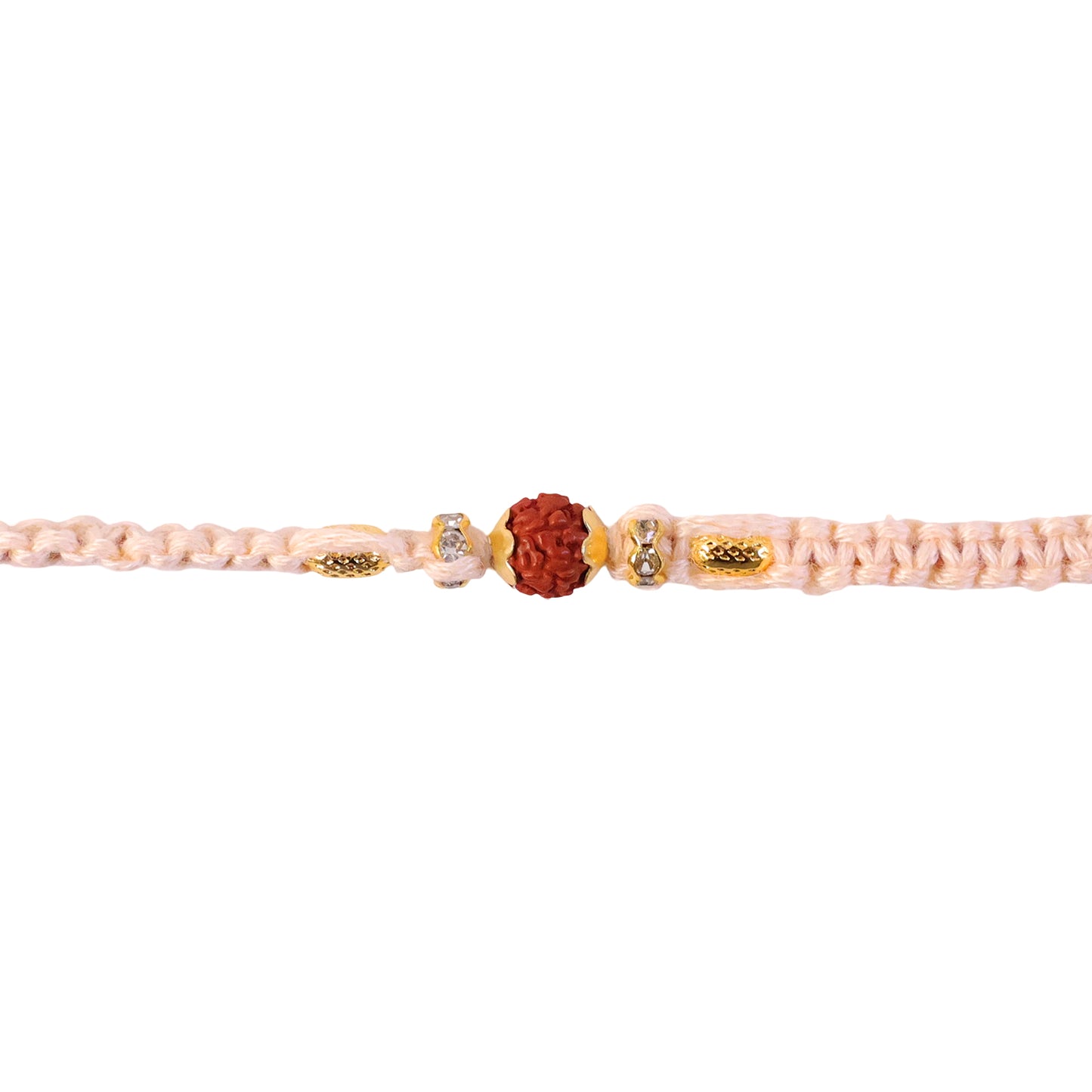 Beautiful Silver Style Rakhi with Soft Beads, Stone Detail and Premium Festive Look