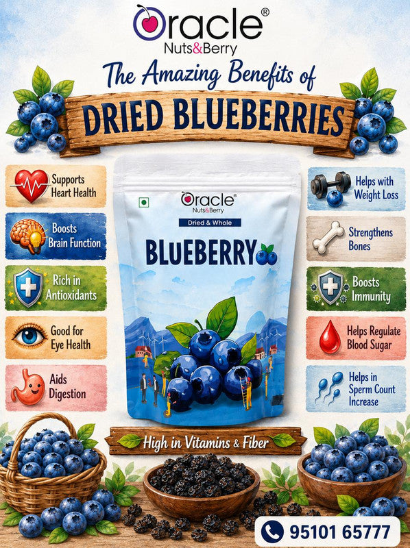 Oracle Dried Blueberries, Sweet Chewy Antioxidant-Rich Superfood Berry Snack 250g