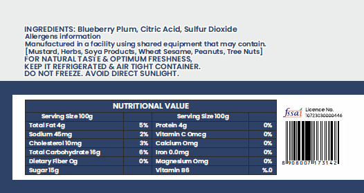 Product packaging of blueberry dried plums with label