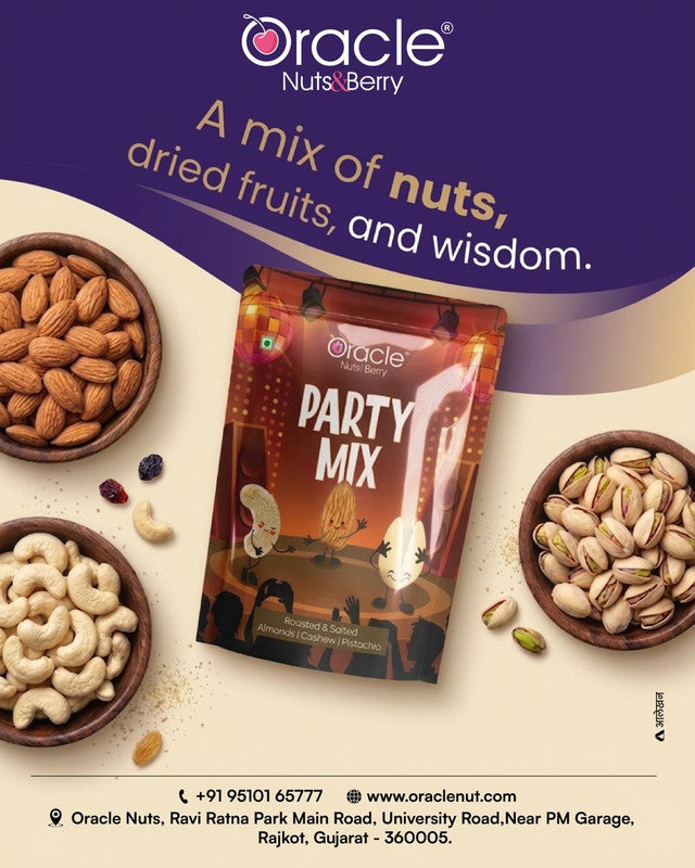 Oracle Party Mix, Roasted & Salted Almond Cashew & Pistachio Premium Nut Blend 200g