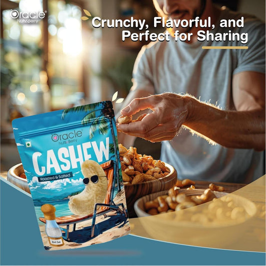 Oracle Roasted & Salted Cashew, Crunchy Premium Whole Kaju Healthy Nut Snack 200g