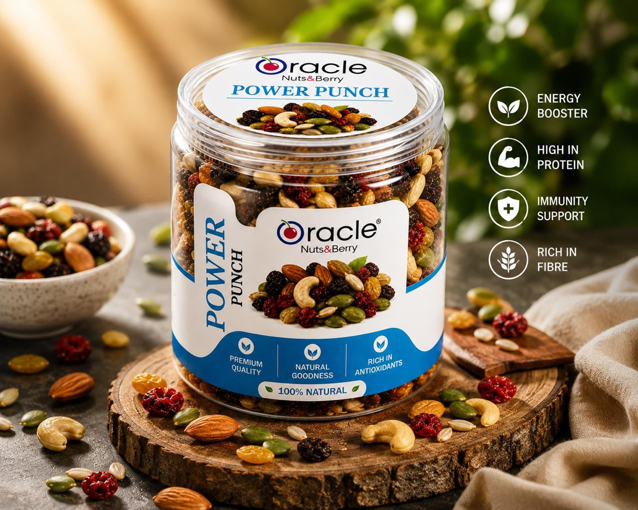 Oracle Power Punch, Crunchy Energy-Packed Nut Seed & Berry Healthy Trail Mix 150g