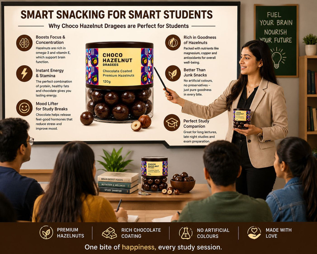 Oracle Choco Hazelnut Dragees, Smooth Chocolate-Coated Crunchy Hazelnut Treat 120g