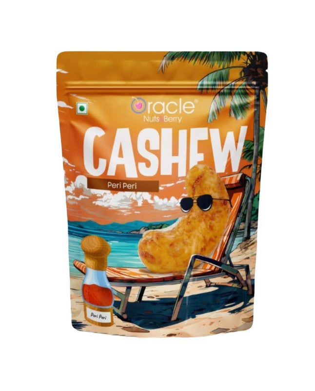 Oracle Peri Peri Cashew, Fiery Tangy Chilli Roasted Crunchy Healthy Kaju Snack 200g