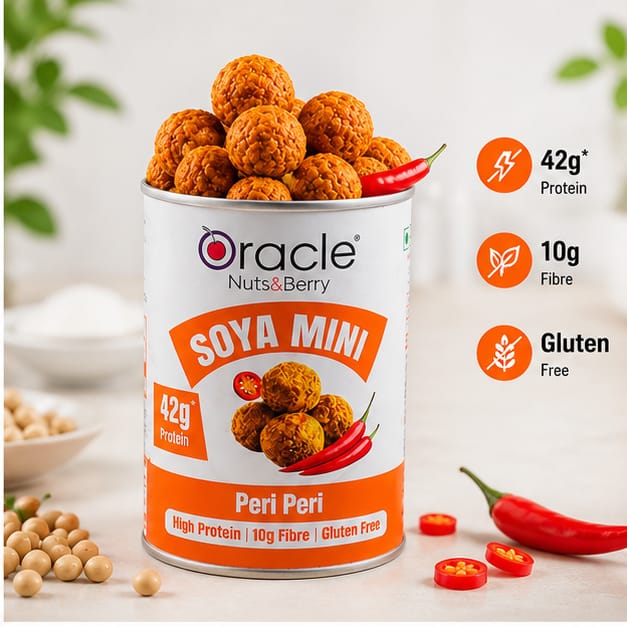 Oracle Soya Mini Peri Peri, Crunchy Spicy Flavoured High-Protein Soya Sticks 120g