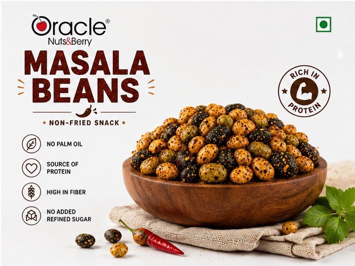 Oracle Masala Beans, Crunchy Spicy Protein-Rich Roasted Healthy Beans Namkeen 400g