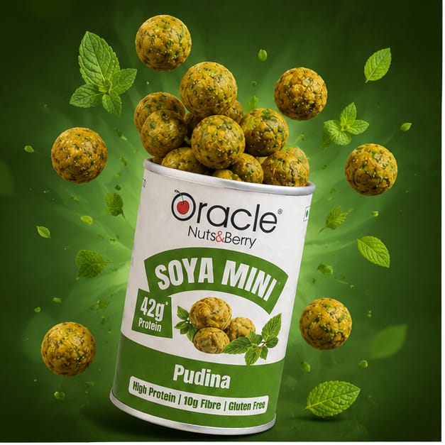 Oracle Soya Mini Pudina, Crunchy Tangy Mint Flavoured High-Protein Soya Sticks 120g
