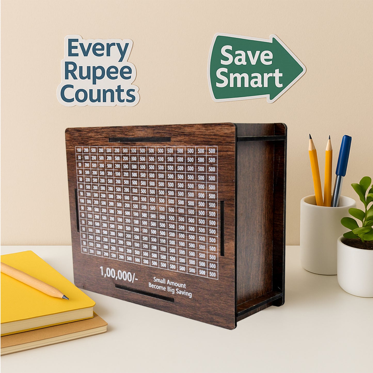 Wooden Money / Piggy Bank, Money Box (1 Pc / Pen Not Included)