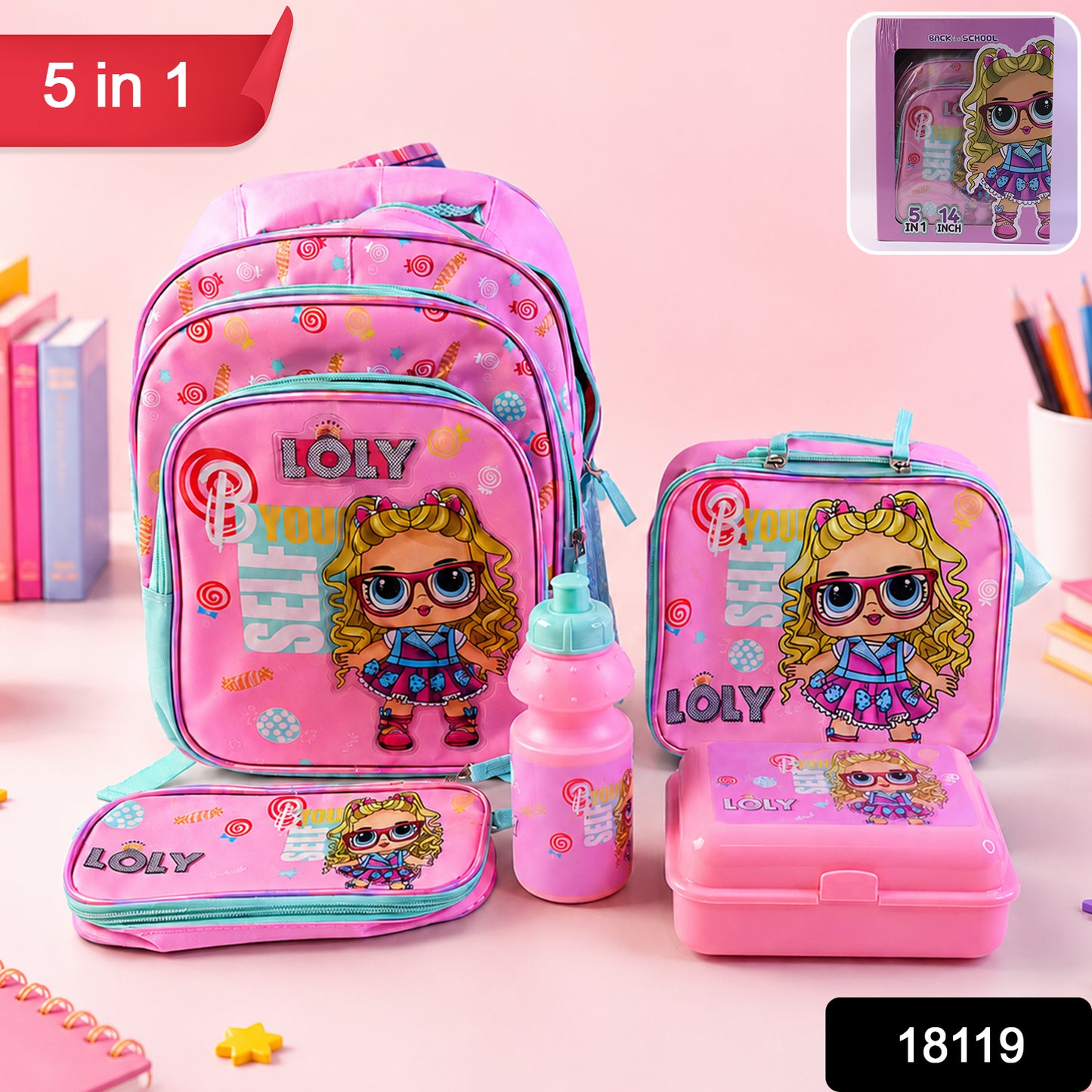 Kids Lunch Box Included in School Bag Set