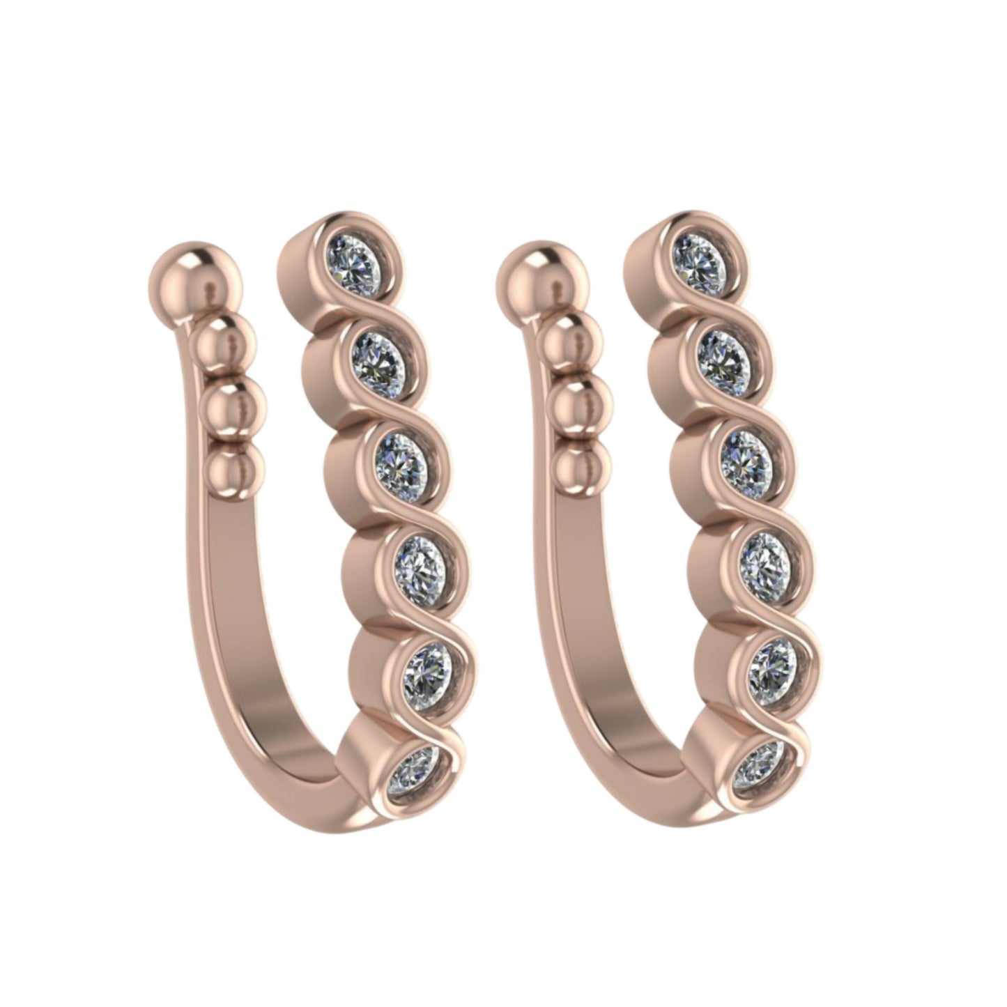 Clip On Nath Nose Pin Combo Gold Rose Silver ADFake Piercing Combo Pack of 2