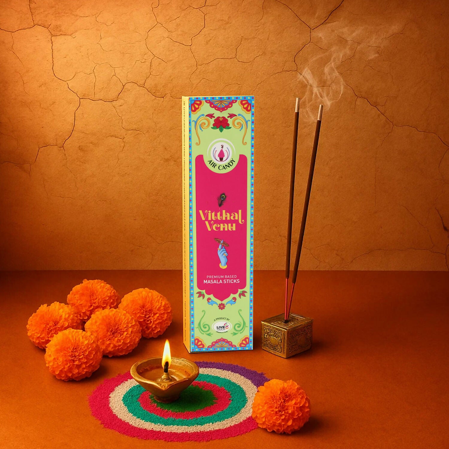 Air Candy Vitthal Venu Premium Masala Incense Sticks – Divine Fragrance for Prayer, Meditation & Peaceful Ambience (Pack of 10 Sticks)