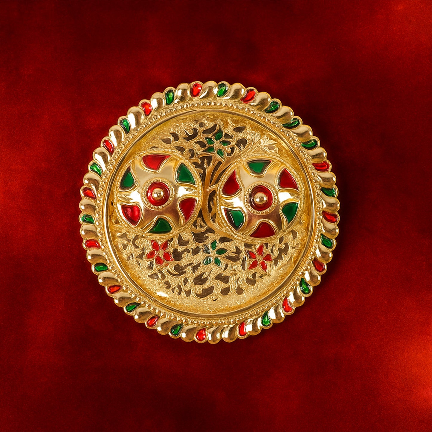 Meenakari Roli–Chawal Pooja Thali - (1 Pc / Mix design)