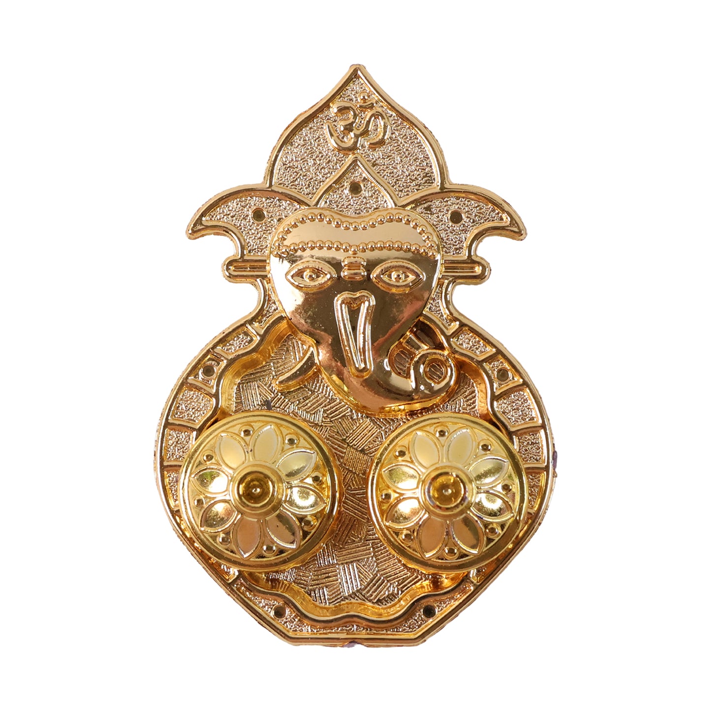 Traditional Golden Lord Ganesha Kumkum Dish  (1 Pc)