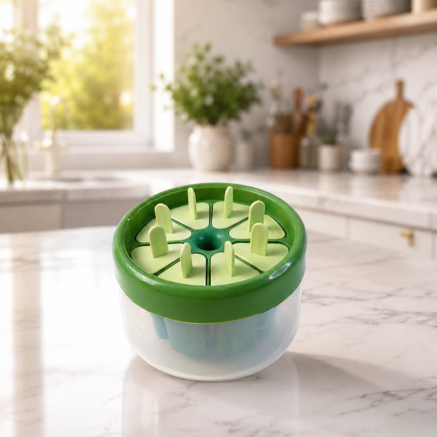 Plastic Ice Candy Popsicle Maker on kitchen countertop top view