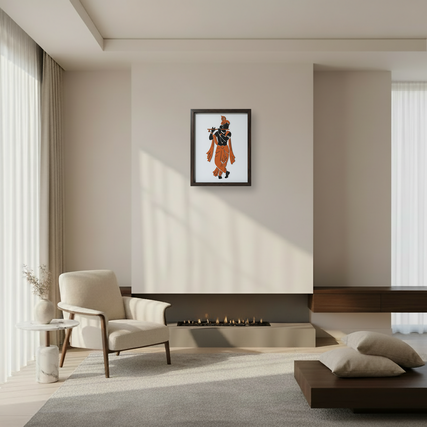 Krishna Wall Art Frame | Premium Minimalist Spiritual Wall Art for Living Room, Bedroom & Meditation Space